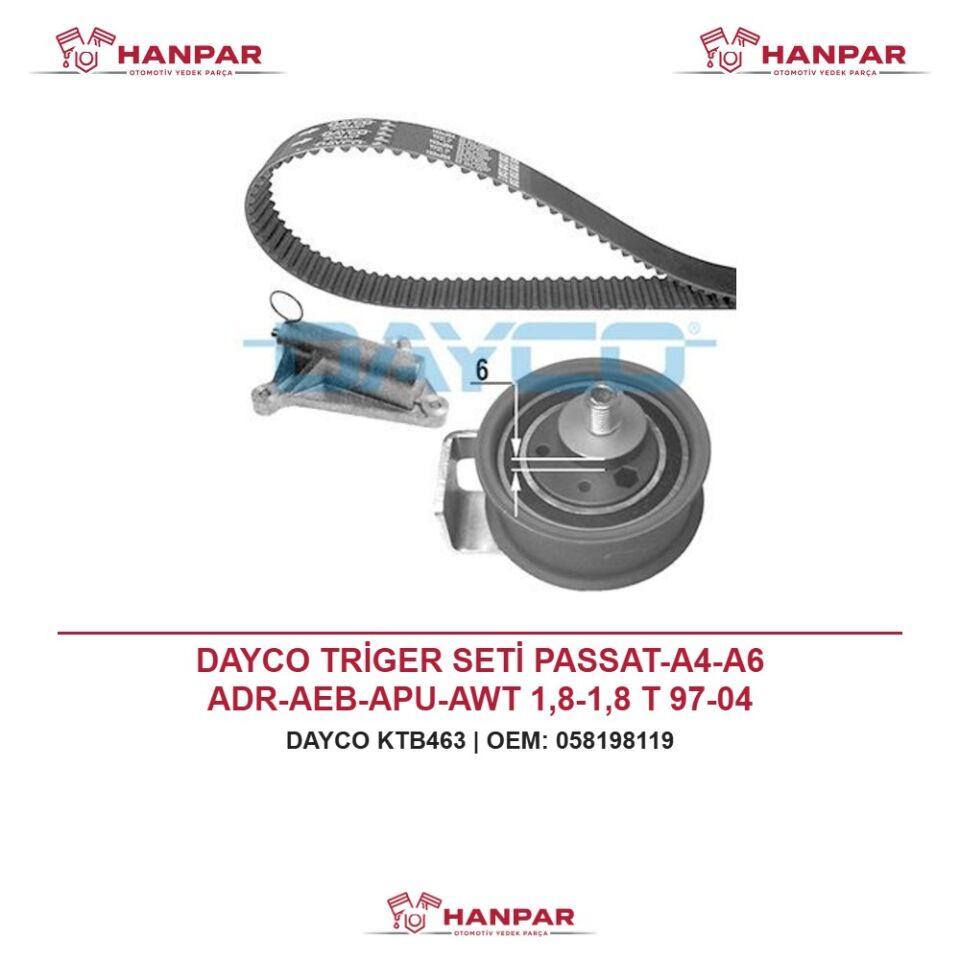 DAYCO TRİGER SETİ PASSAT-A4-A6 ADR-AEB-APU-AWT 1,8-1,8 T 97-04