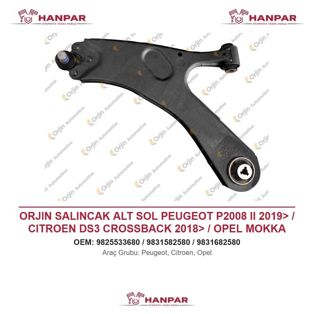 ORJIN SALINCAK ALT SOL PEUGEOT P2008 II 2019> / CITROEN DS3 CROSSBACK 2018> / OPEL MOKKA 2020>