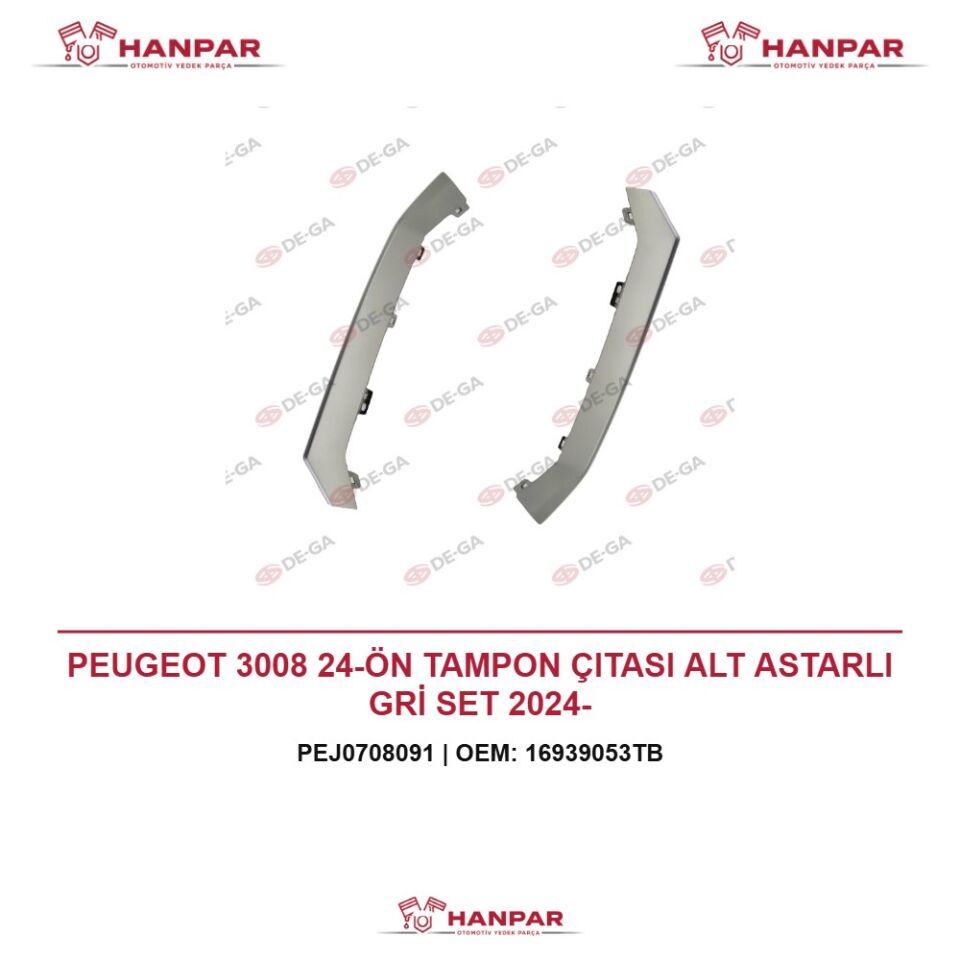PEUGEOT 3008 24-ÖN TAMPON ÇITASI ALT ASTARLI GRİ SET 2024-