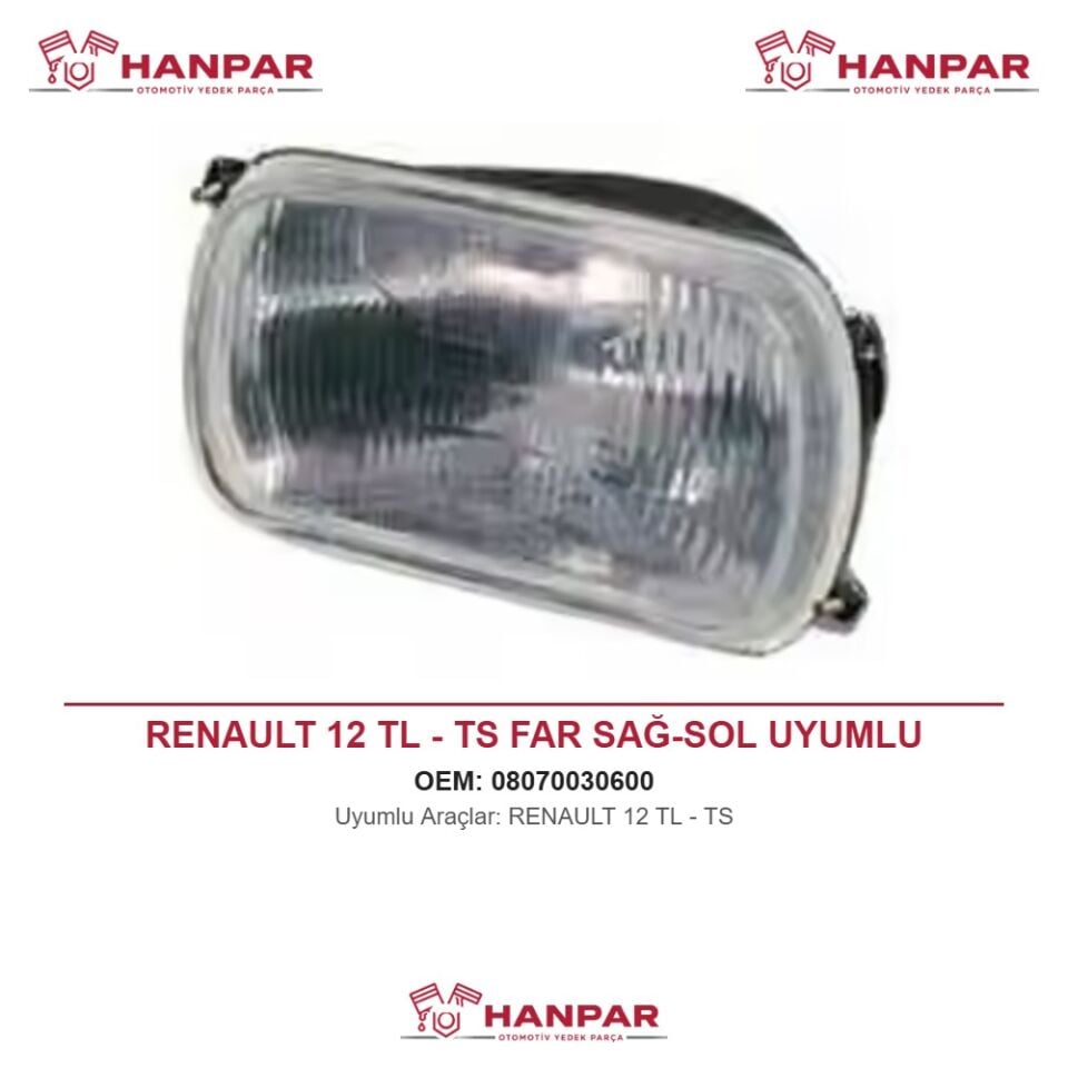 RENAULT 12 TL - TS FAR SAĞ-SOL UYUMLU