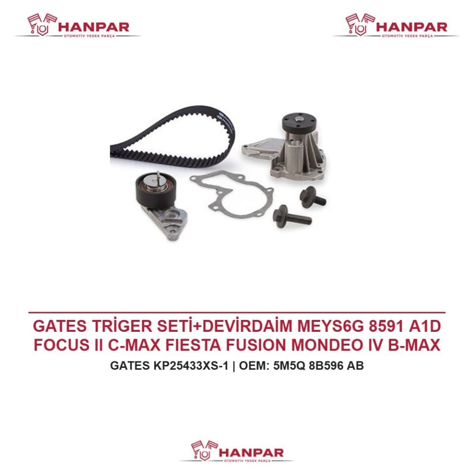 GATES TRİGER SETİ+DEVİRDAİM MEYS6G 8591 A1D FOCUS II C-MAX FIESTA FUSION MONDEO IV B-MAX MAZDA II VOLVO S40 V50 1.25 1.4 1.6 TI VCT 16 VALF 03-