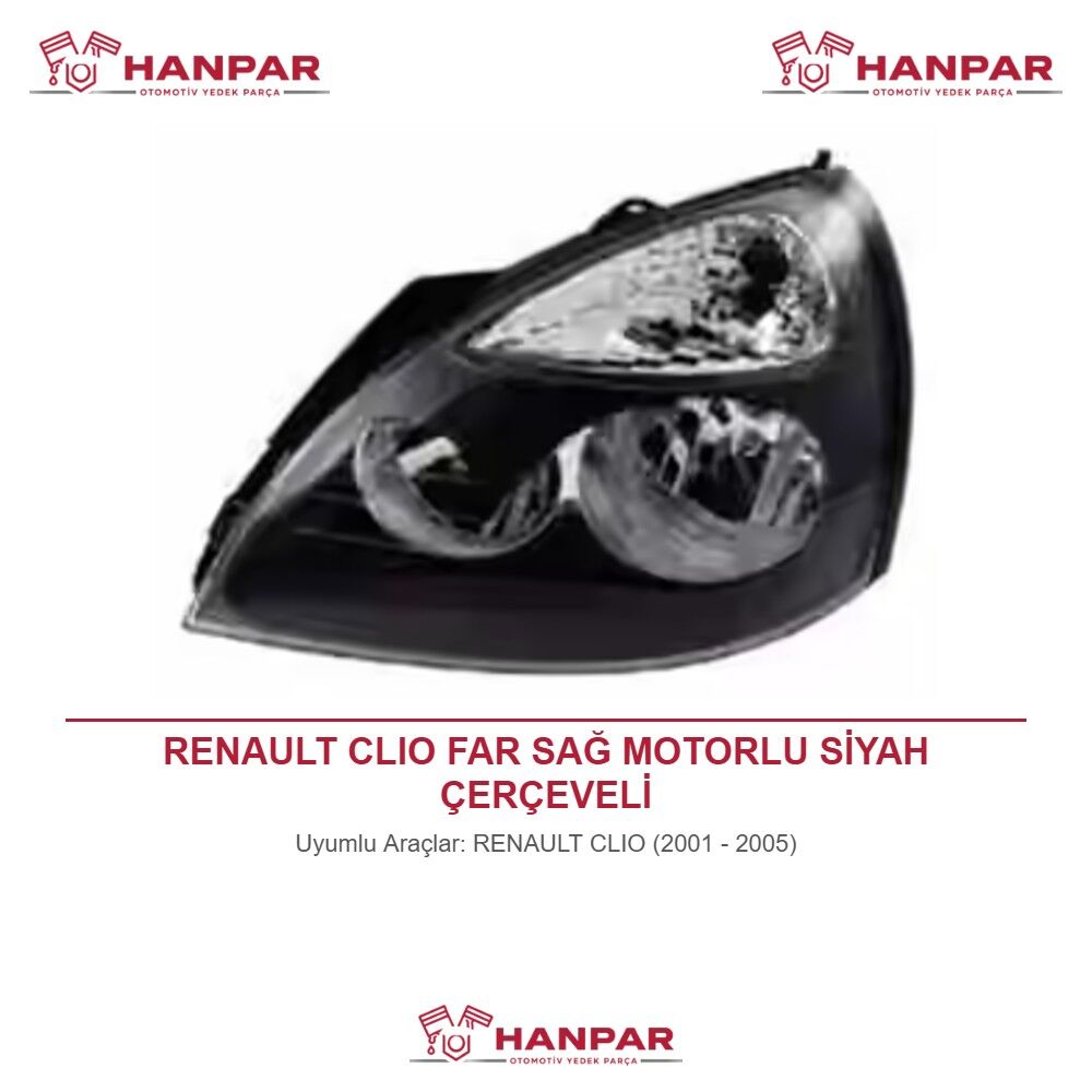 RENAULT CLIO FAR SAĞ MOTORLU SİYAH ÇERÇEVELİ (2001-2005)