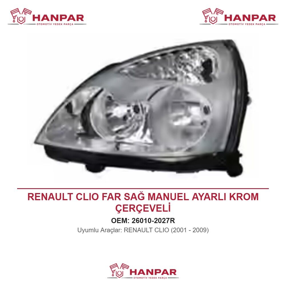 RENAULT CLIO FAR SAĞ MANUEL AYARLI KROM ÇERÇEVELİ (2001-2009)