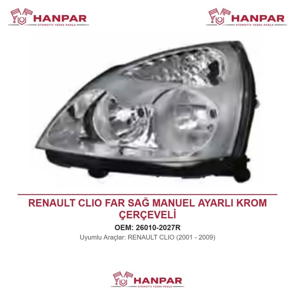 RENAULT CLIO FAR SAĞ MANUEL AYARLI KROM ÇERÇEVELİ (2001-2009)
