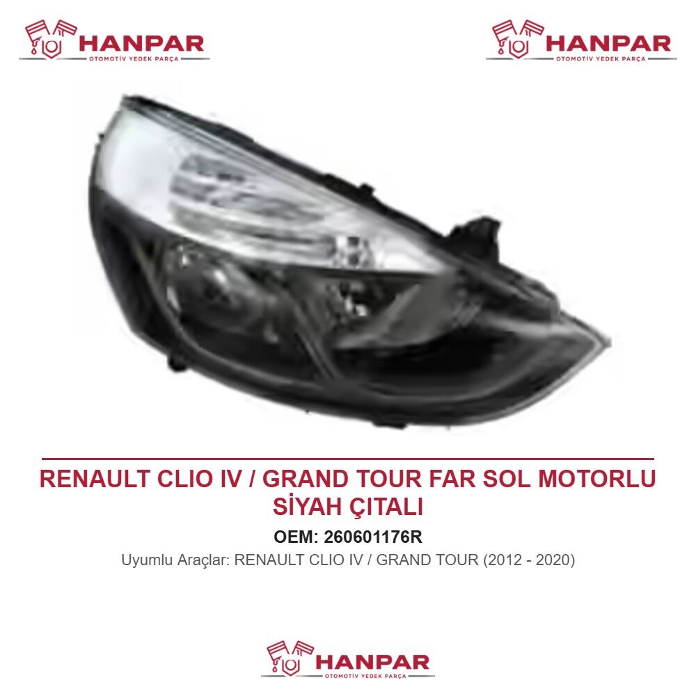 RENAULT CLIO IV / GRAND TOUR FAR SOL MOTORLU SİYAH ÇITALI (2012-2020)
