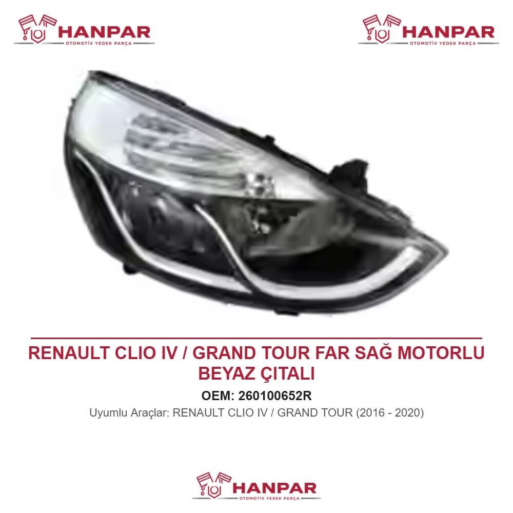 RENAULT CLIO IV / GRAND TOUR FAR SAĞ MOTORLU BEYAZ ÇITALI (2016-2020)