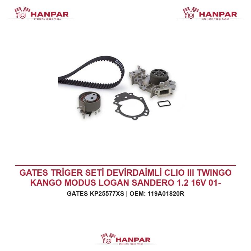 GATES TRİGER SETİ DEVİRDAİMLİ CLIO III TWINGO KANGO MODUS LOGAN SANDERO 1.2 16V 01-