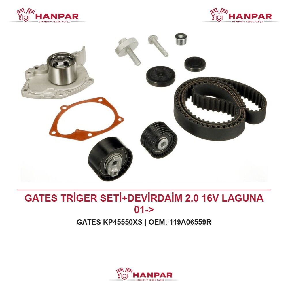 GATES TRİGER SETİ+DEVİRDAİM 2.0 16V LAGUNA 01->