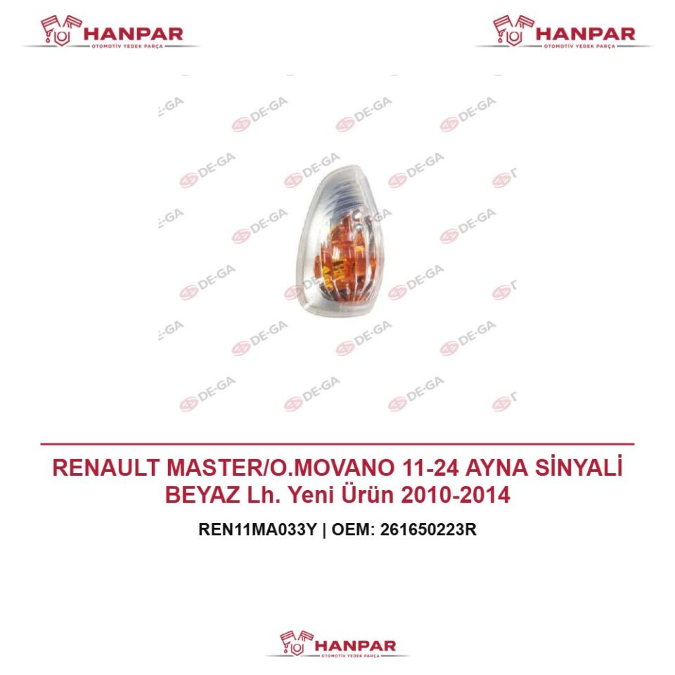 RENAULT MASTER/O.MOVANO 11-24 AYNA SİNYALİ BEYAZ Lh. Yeni Ürün 2010-2014