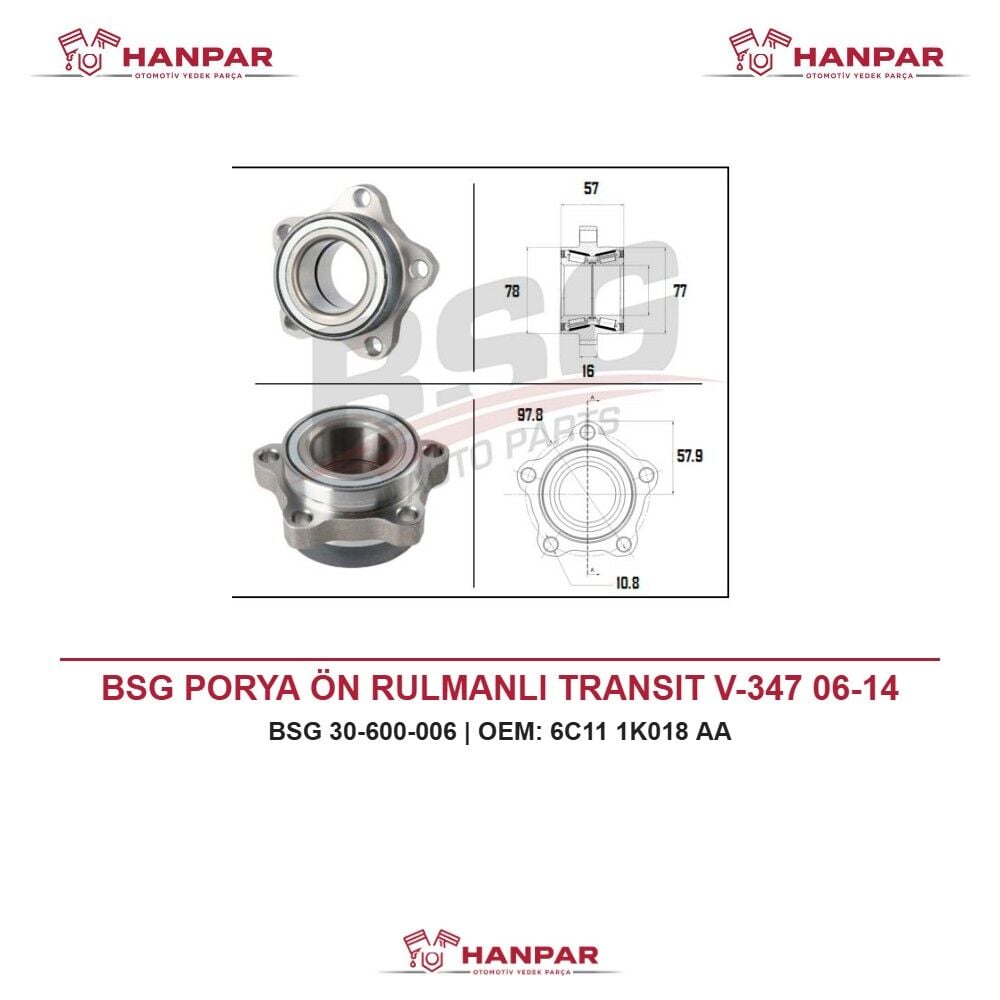 BSG PORYA ÖN RULMANLI TRANSIT V-347 06-14