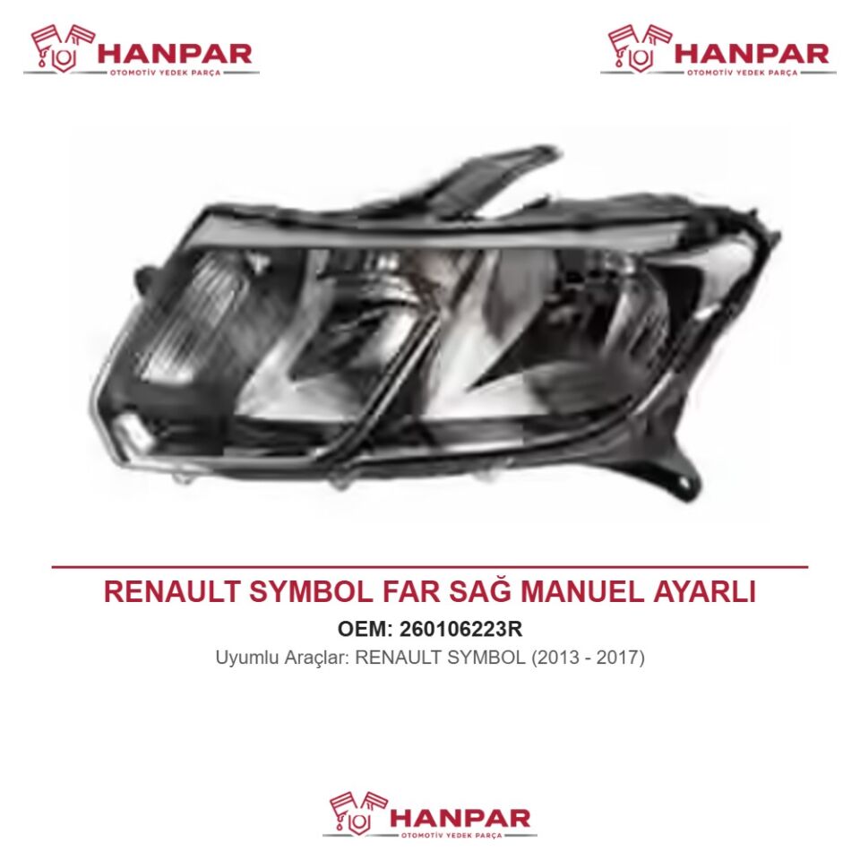 RENAULT SYMBOL FAR SAĞ MANUEL AYARLI (2013-2017)