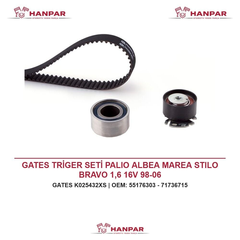 GATES TRİGER SETİ PALIO ALBEA MAREA STILO BRAVO 1,6 16V 98-06