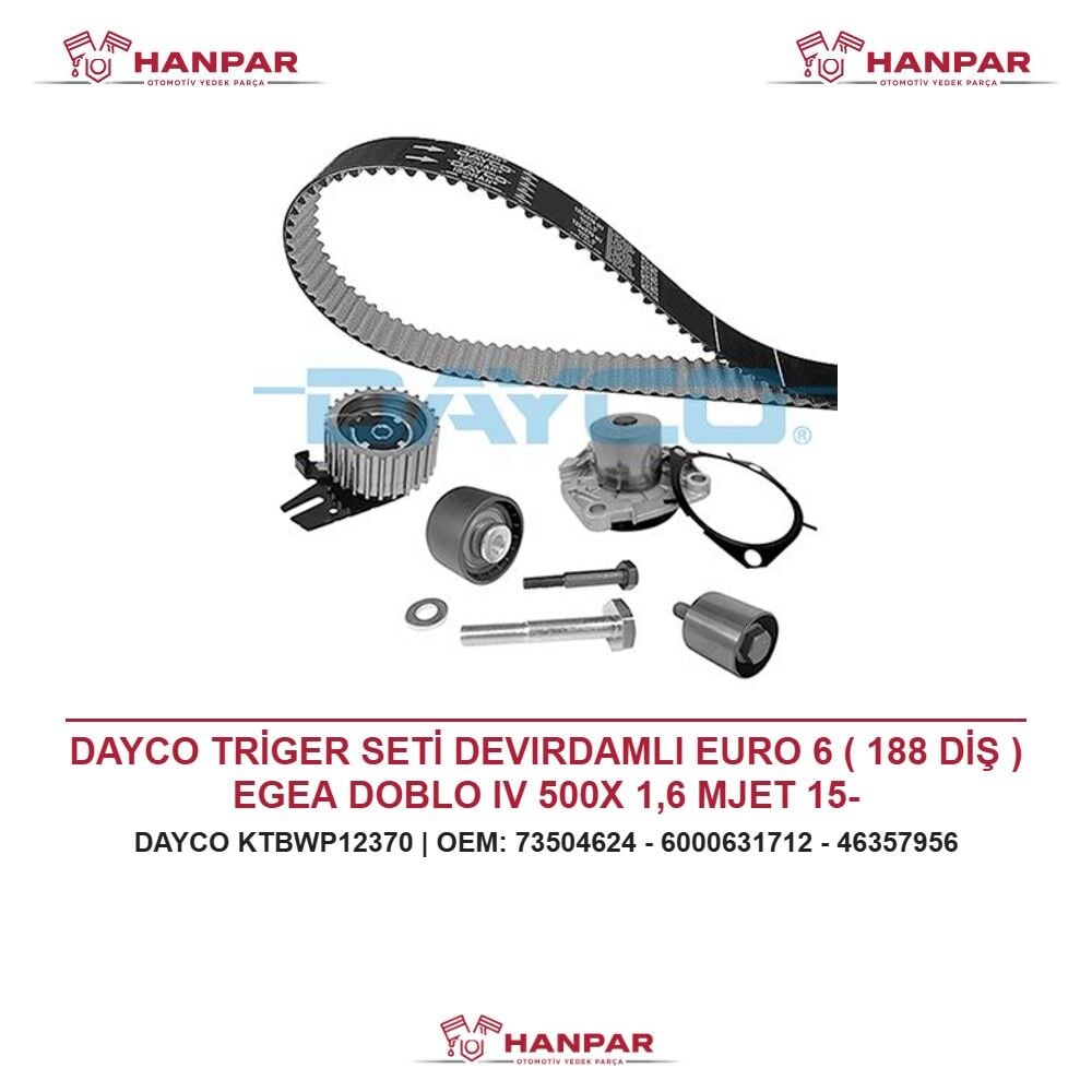 DAYCO TRİGER SETİ DEVIRDAMLI EURO 6 ( 188 DİŞ ) EGEA DOBLO IV 500X 1,6 MJET 15-