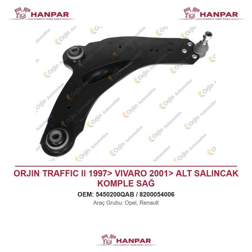 ORJIN TRAFFIC II 1997> VIVARO 2001> ALT SALINCAK KOMPLE SAĞ