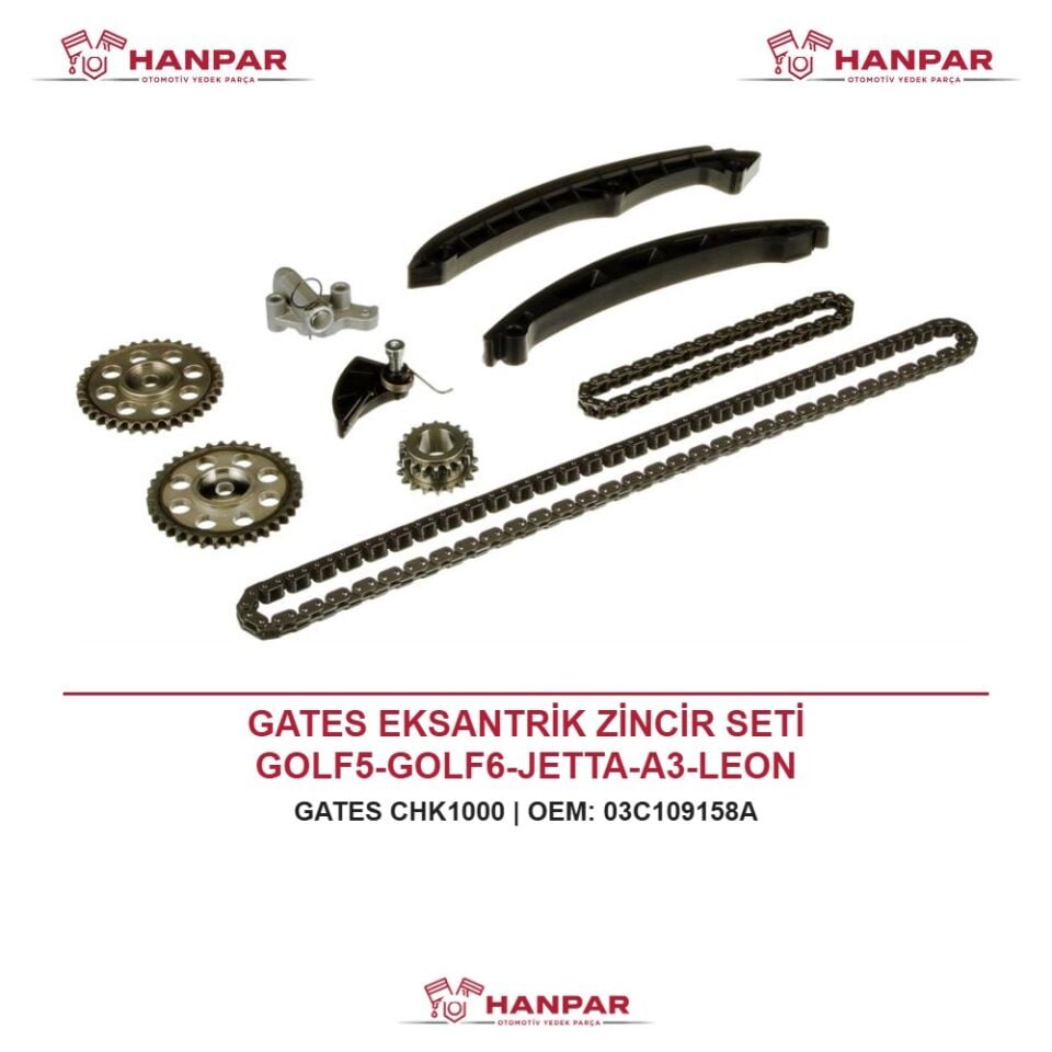 GATES EKSANTRİK ZİNCİR SETİ GOLF5-GOLF6-JETTA-A3-LEON BAG-BLF-BLP-BMY-CAXA-CAVA 1,4 TSI-1,6 FSI 04-13 (9 PARÇA)