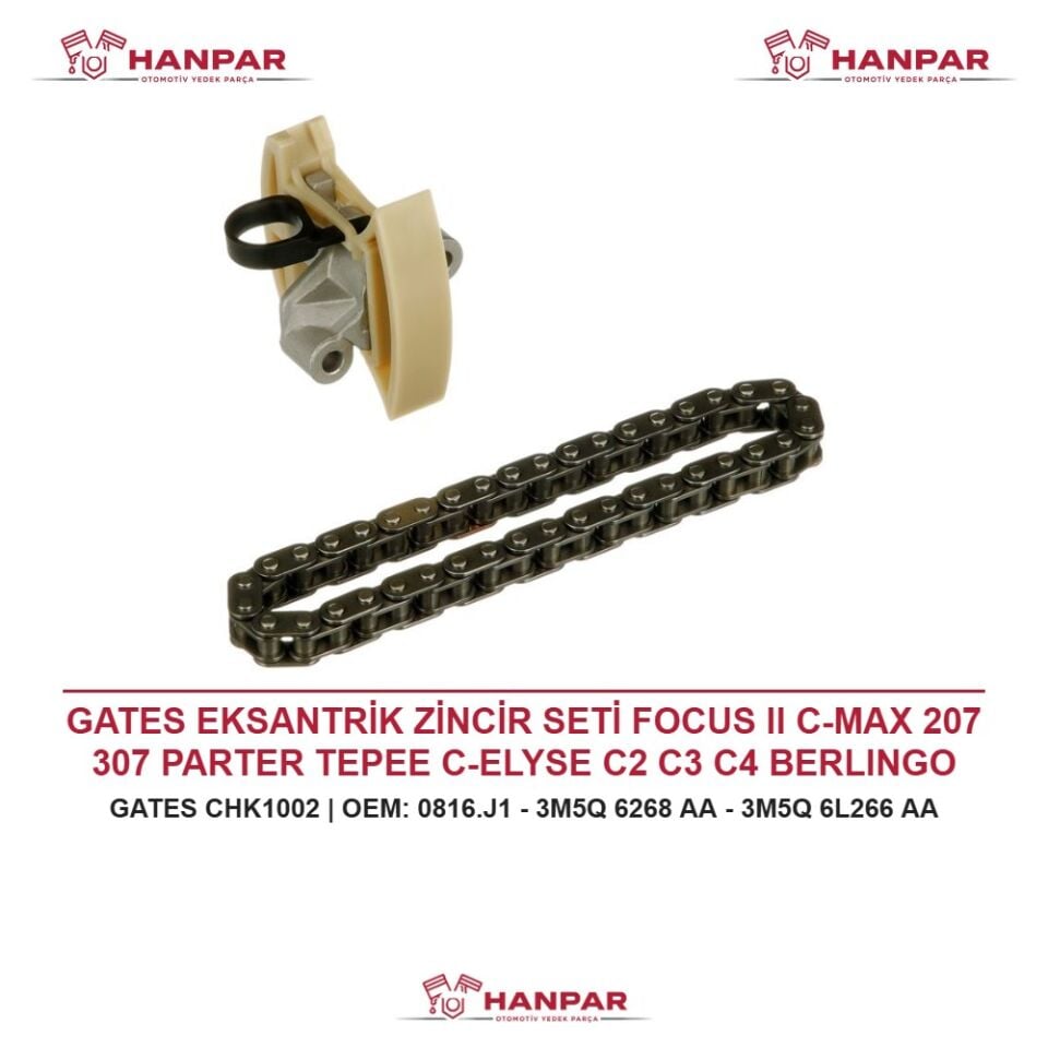 GATES EKSANTRİK ZİNCİR SETİ FOCUS II C-MAX 207 307 PARTER TEPEE C-ELYSE C2 C3 C4 BERLINGO MAZDA III MINI COOPER S40 S80 V50 1.6 TDCI HDI 03-