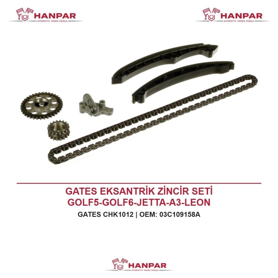 GATES EKSANTRİK ZİNCİR SETİ GOLF5-GOLF6-JETTA-A3-LEON BAG-BLF-BLP-BMY-CAXA-CAVA 1,4 TSI-1,6 FSI 04-13 (6 PARÇA)