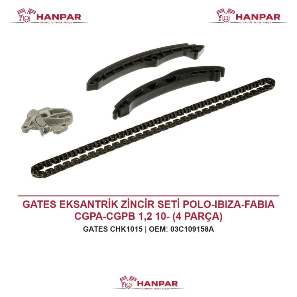 GATES EKSANTRİK ZİNCİR SETİ POLO-IBIZA-FABIA CGPA-CGPB 1,2 10- (4 PARÇA)