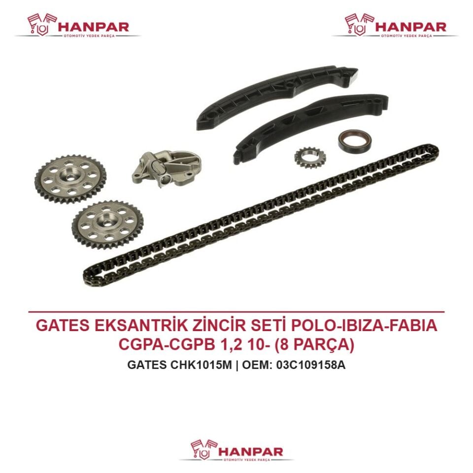 GATES EKSANTRİK ZİNCİR SETİ POLO-IBIZA-FABIA CGPA-CGPB 1,2 10- (8 PARÇA)