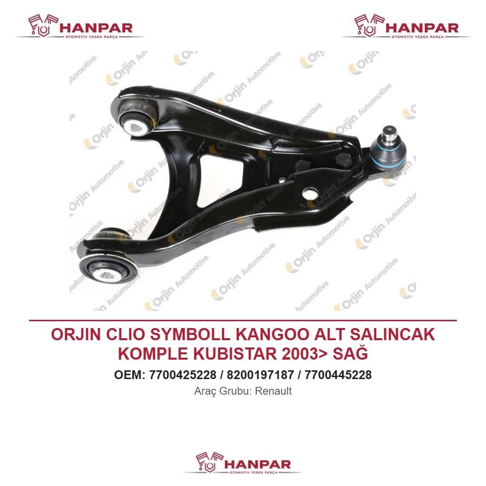 ORJIN CLIO SYMBOLL KANGOO ALT SALINCAK KOMPLE KUBISTAR 2003> SAĞ