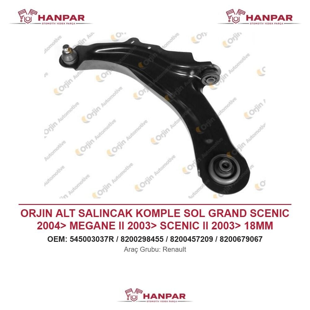 ORJIN ALT SALINCAK KOMPLE SOL GRAND SCENIC 2004> MEGANE II 2003> SCENIC II 2003> 18MM