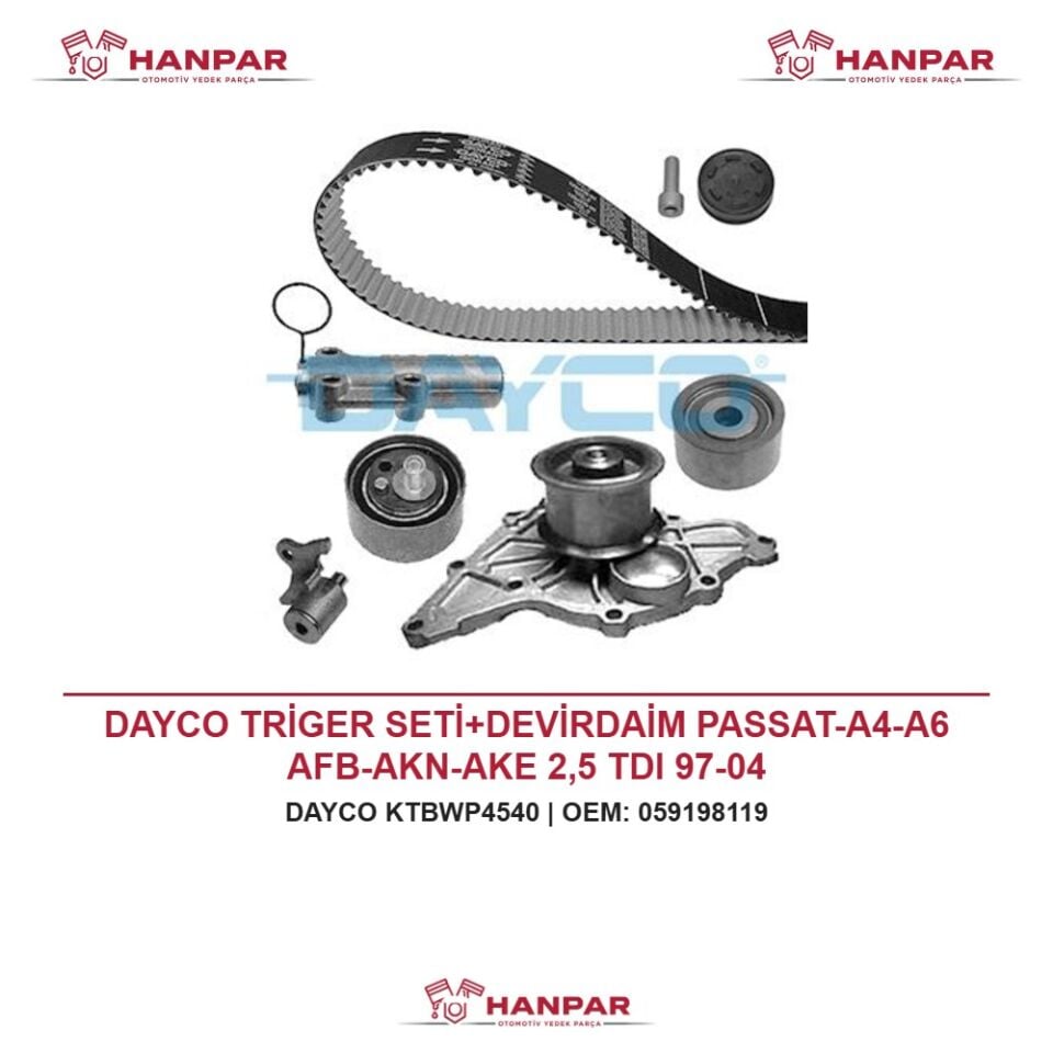 DAYCO TRİGER SETİ+DEVİRDAİM PASSAT-A4-A6 AFB-AKN-AKE 2,5 TDI 97-04