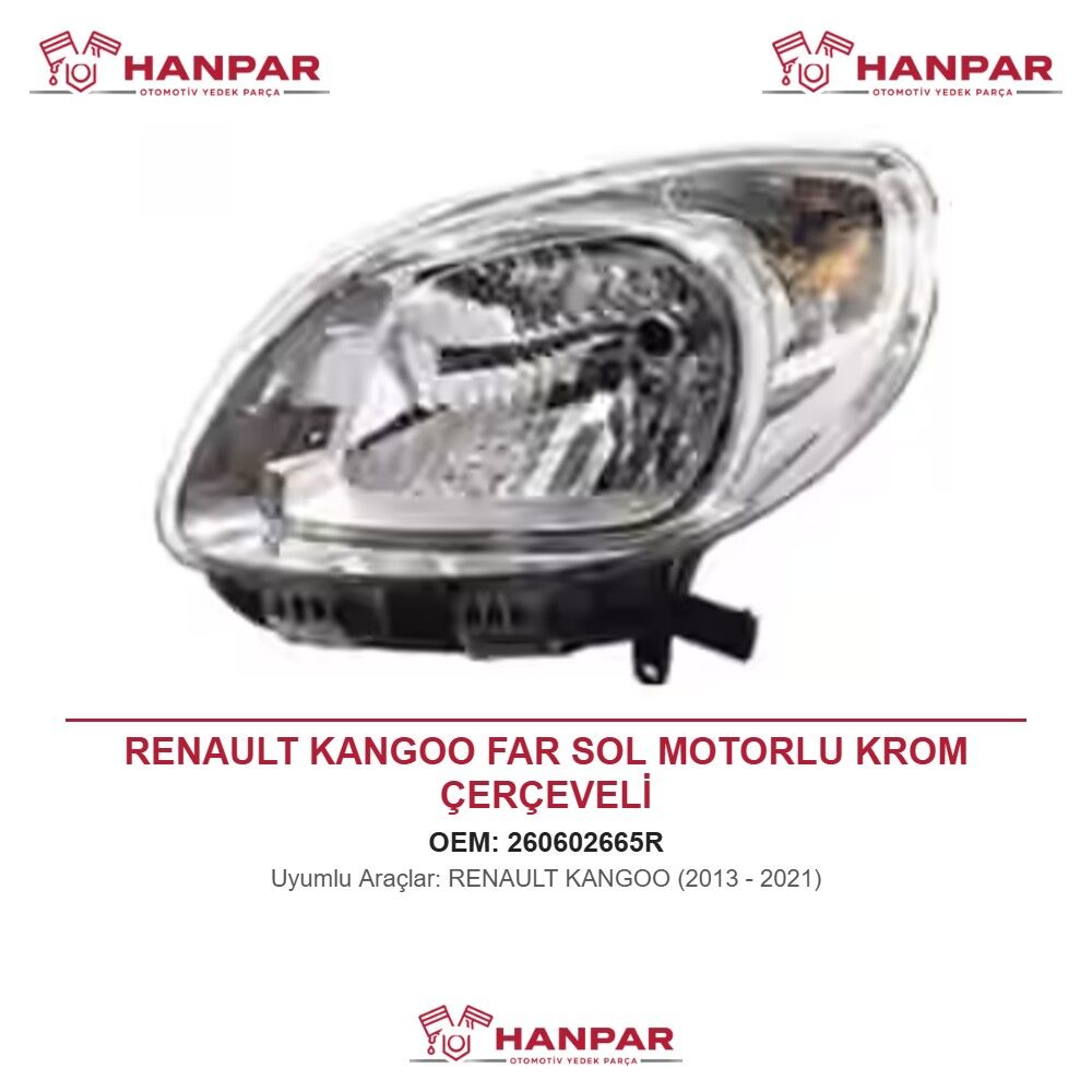 RENAULT KANGOO FAR SOL MOTORLU KROM ÇERÇEVELİ (2013-2021)