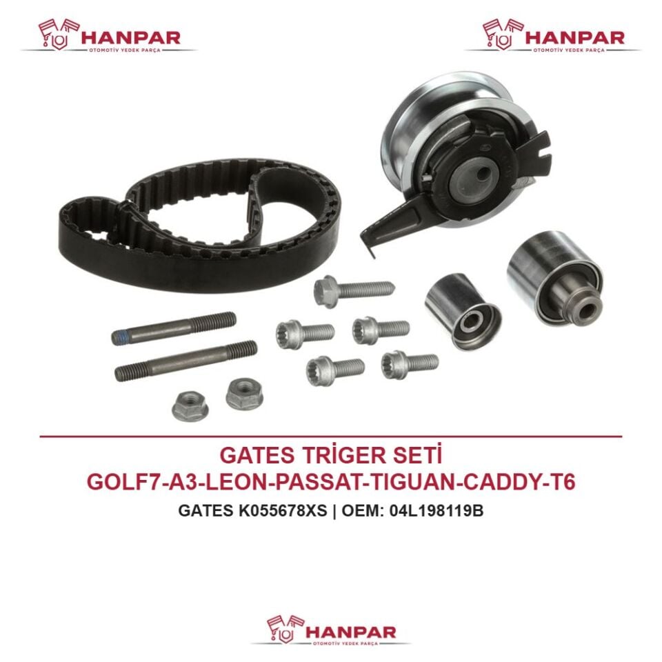 GATES TRİGER SETİ GOLF7-A3-LEON-PASSAT-TIGUAN-CADDY-T6 CLHA-CLHB-DCXA-CRLB-CRKB-CUVC-CXXB-CXFA-CXHA-CXHB-CXGA-CXGB 1,6 TDI-2,0 TDI 13-