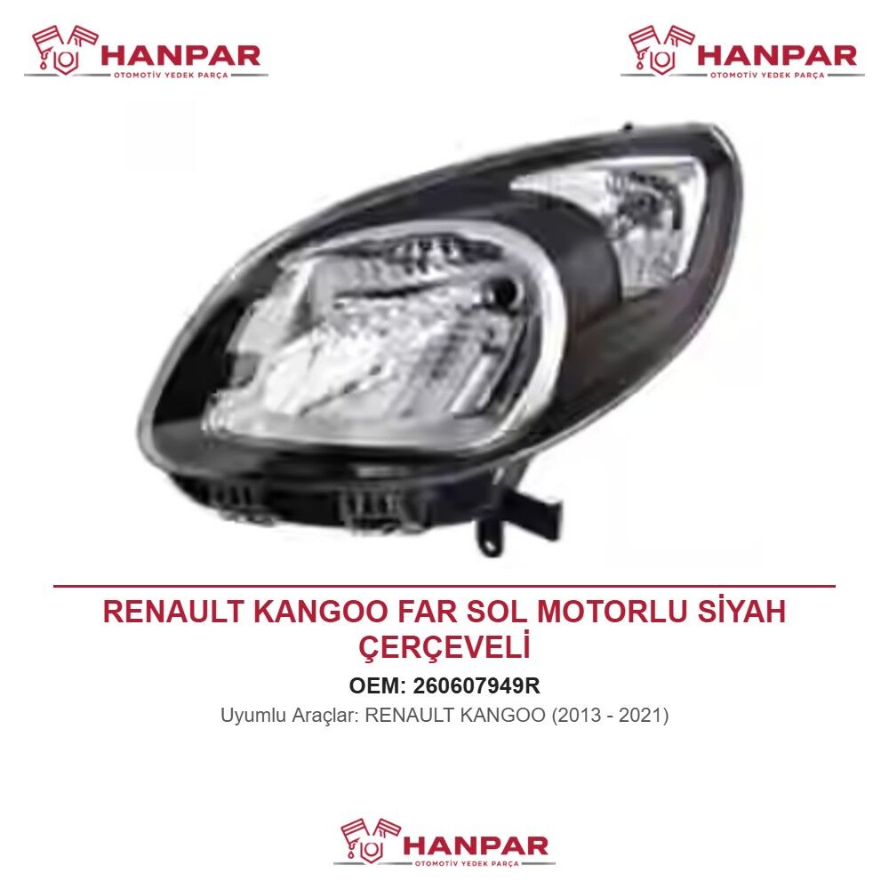 RENAULT KANGOO FAR SOL MOTORLU SİYAH ÇERÇEVELİ (2013-2021)