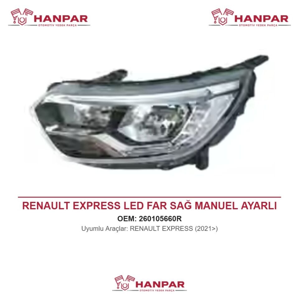 RENAULT EXPRESS LED FAR SAĞ MANUEL AYARLI (2021>)