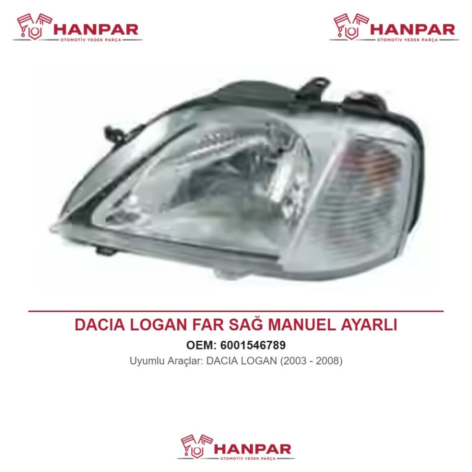 DACIA LOGAN FAR SAĞ MANUEL AYARLI (2003-2008)