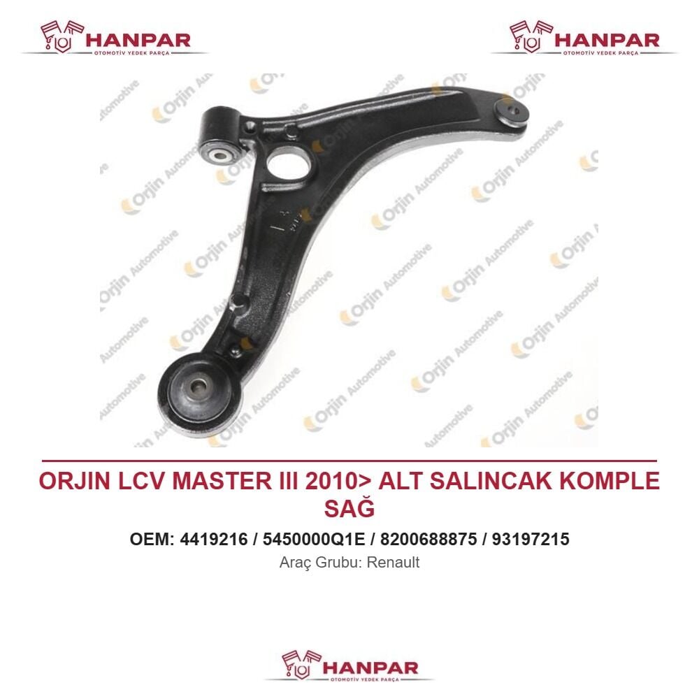 ORJIN LCV MASTER III 2010> ALT SALINCAK KOMPLE SAĞ