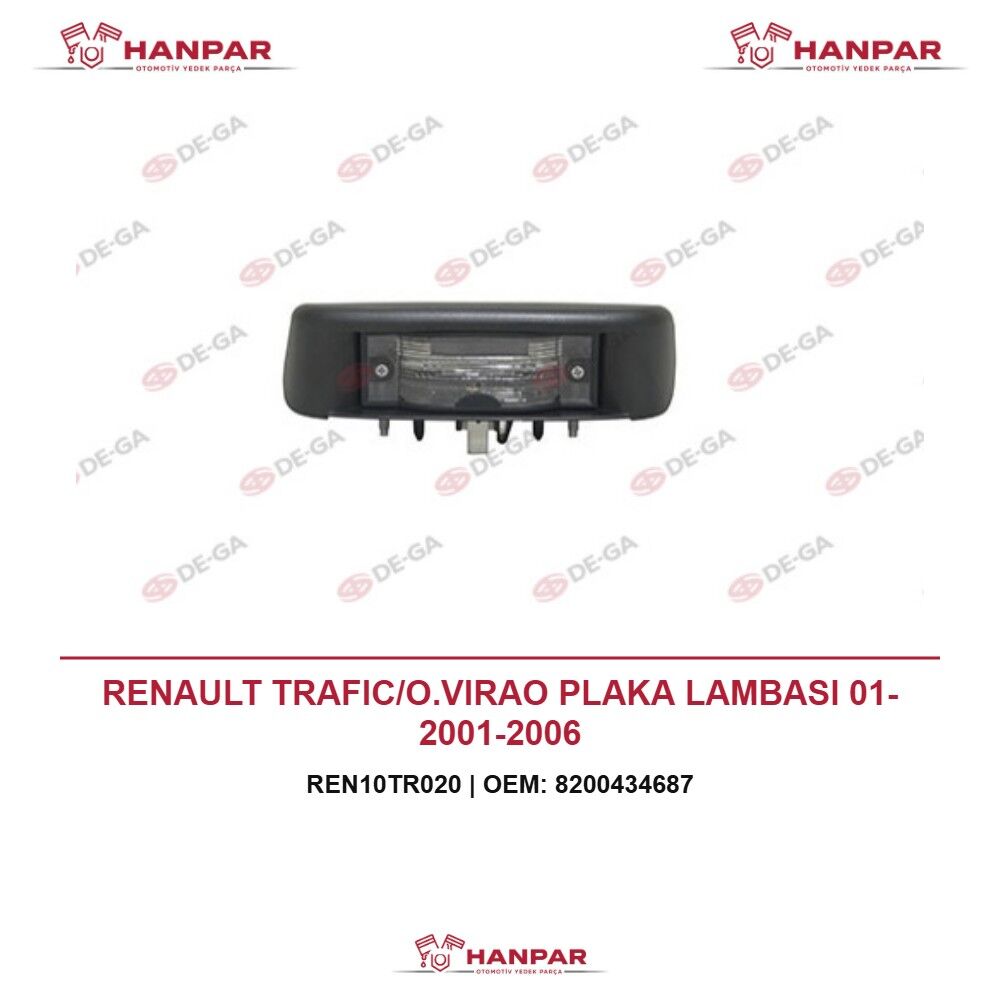 RENAULT TRAFIC/O.VIRAO PLAKA LAMBASI 01- 2001-2006