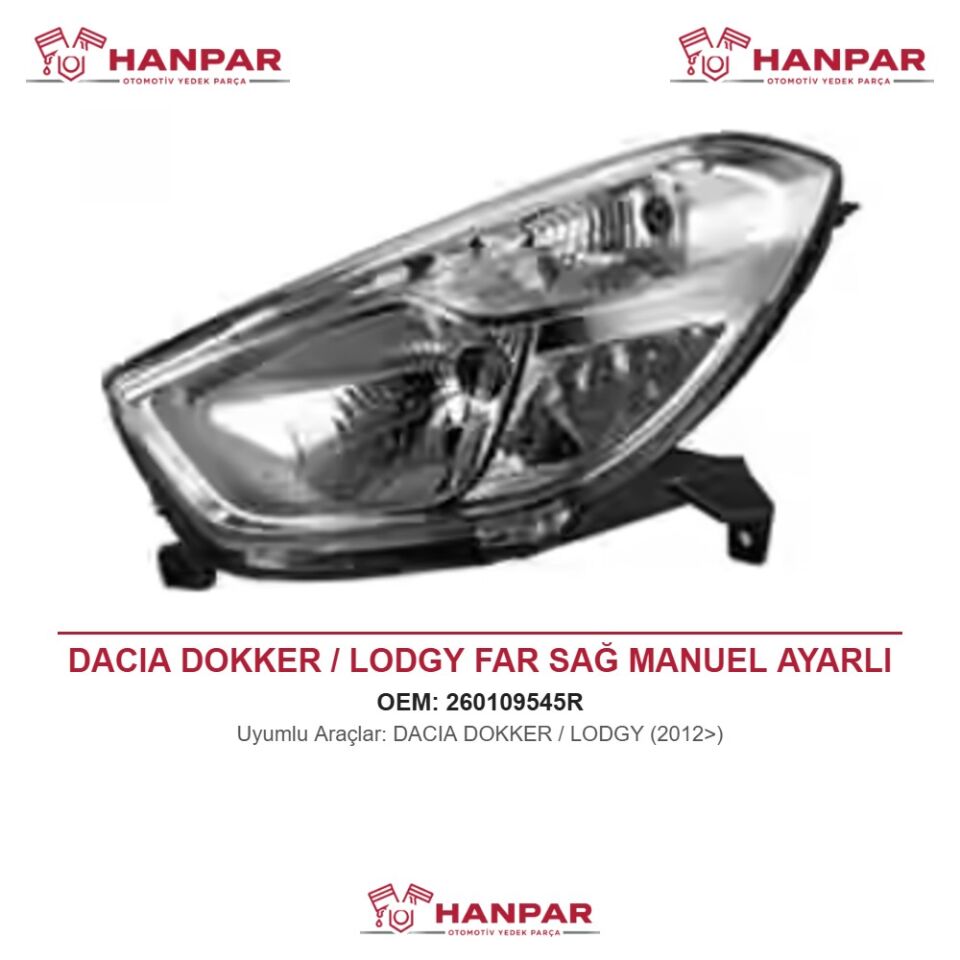 DACIA DOKKER / LODGY FAR SAĞ MANUEL AYARLI (2012>)