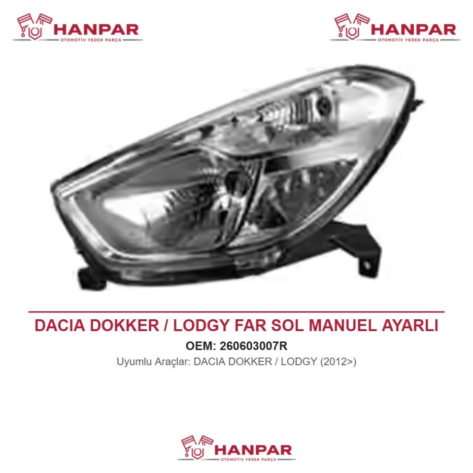DACIA DOKKER / LODGY FAR SOL MANUEL AYARLI (2012>)