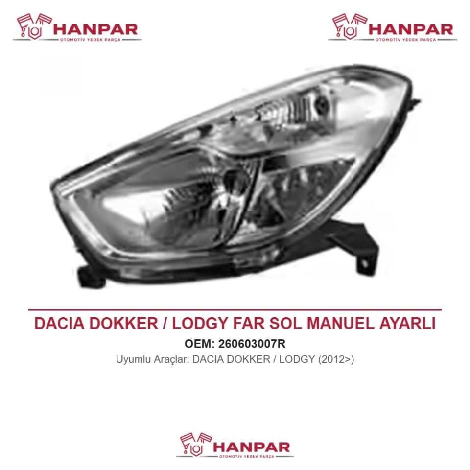 DACIA DOKKER / LODGY FAR SOL MANUEL AYARLI (2012>)