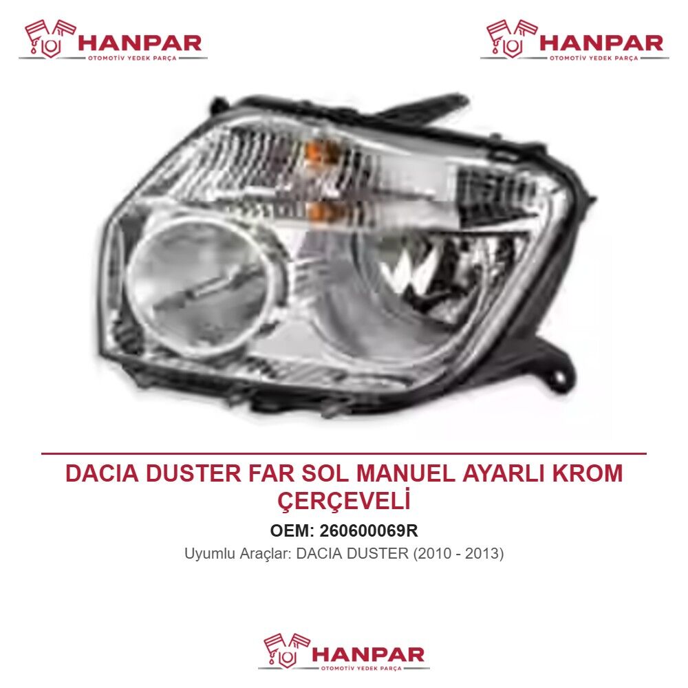 DACIA DUSTER FAR SOL MANUEL AYARLI KROM ÇERÇEVELİ (2010-2013)
