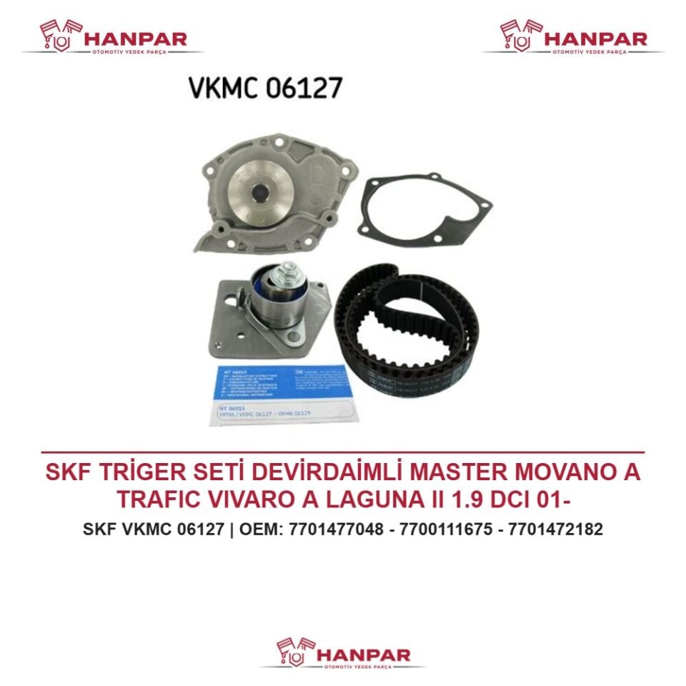 SKF TRİGER SETİ DEVİRDAİMLİ MASTER MOVANO A TRAFIC VIVARO A LAGUNA II 1.9 DCI 01-