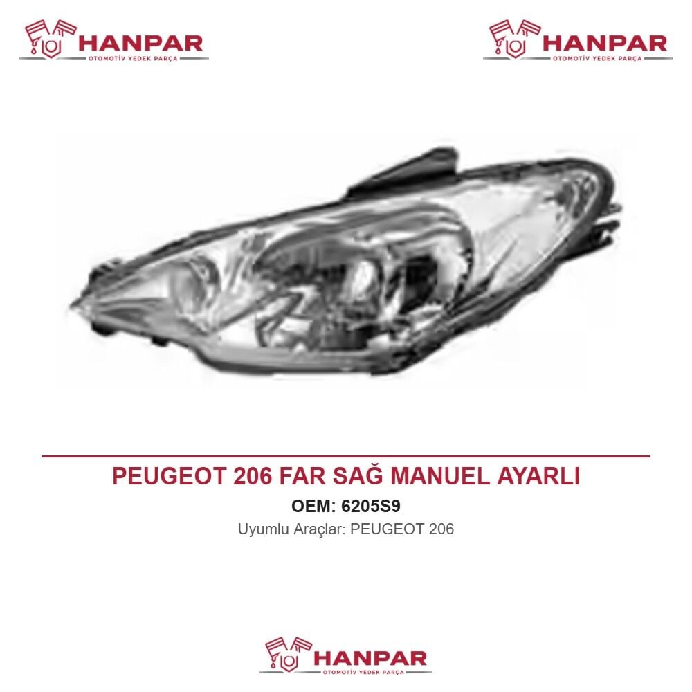 PEUGEOT 206 FAR SAĞ MANUEL AYARLI