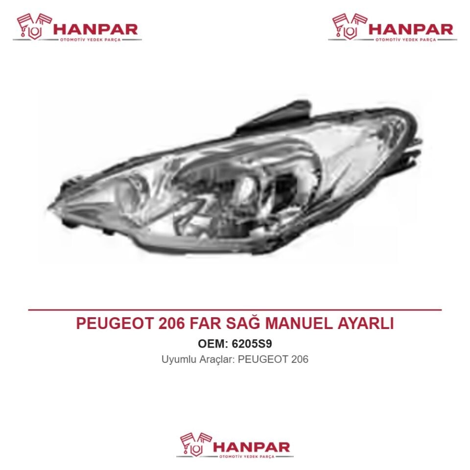 PEUGEOT 206 FAR SAĞ MANUEL AYARLI