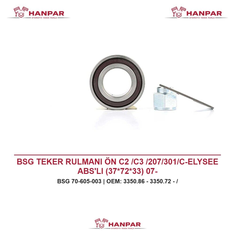 BSG TEKER RULMANI ÖN C2 /C3 /207/301/C-ELYSEE ABS'LI (37*72*33) 07-