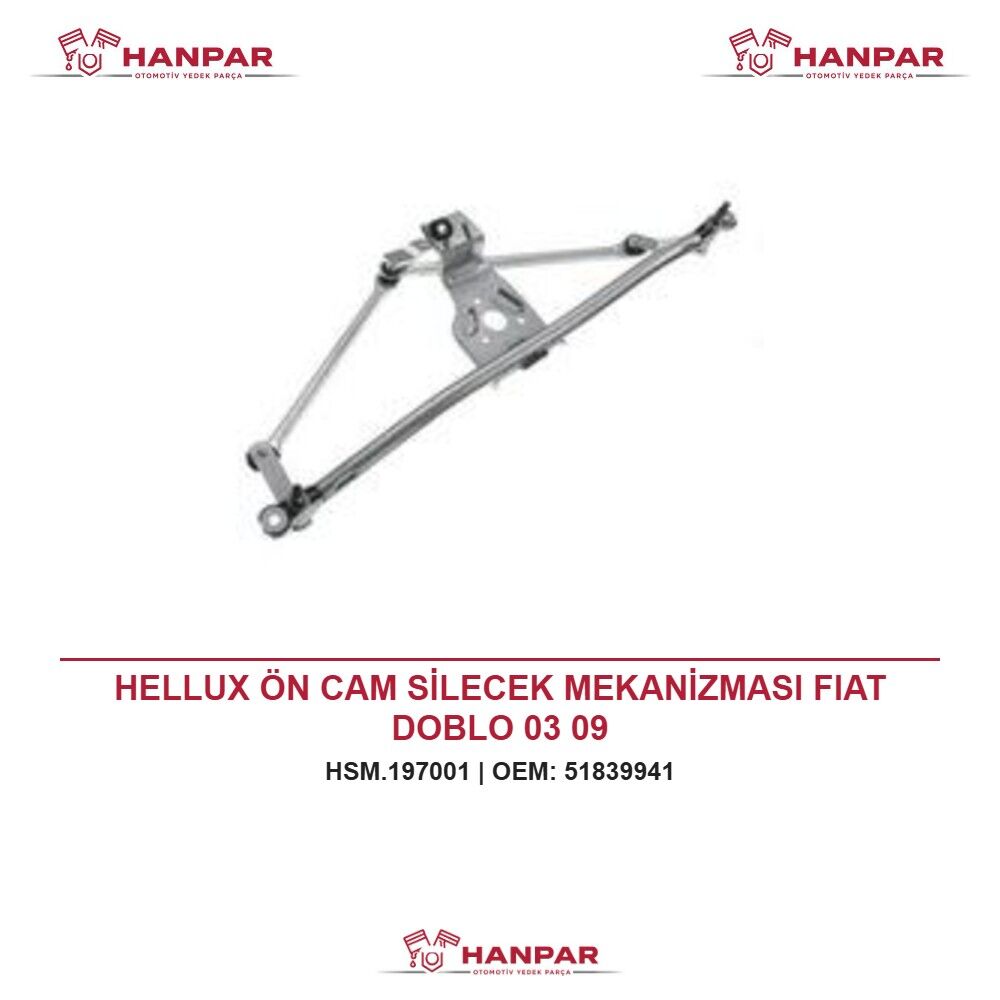 HELLUX ÖN CAM SİLECEK MEKANİZMASI FIAT DOBLO 03 09