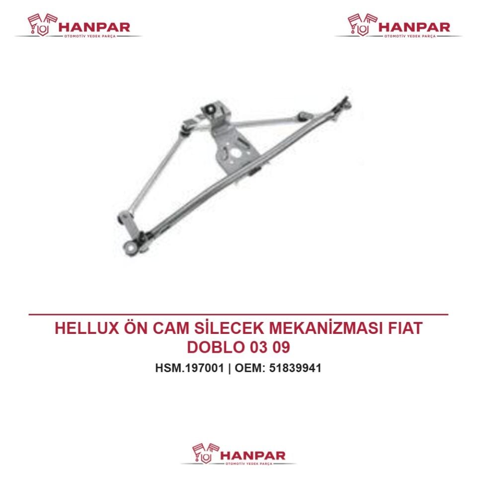 HELLUX ÖN CAM SİLECEK MEKANİZMASI FIAT DOBLO 03 09