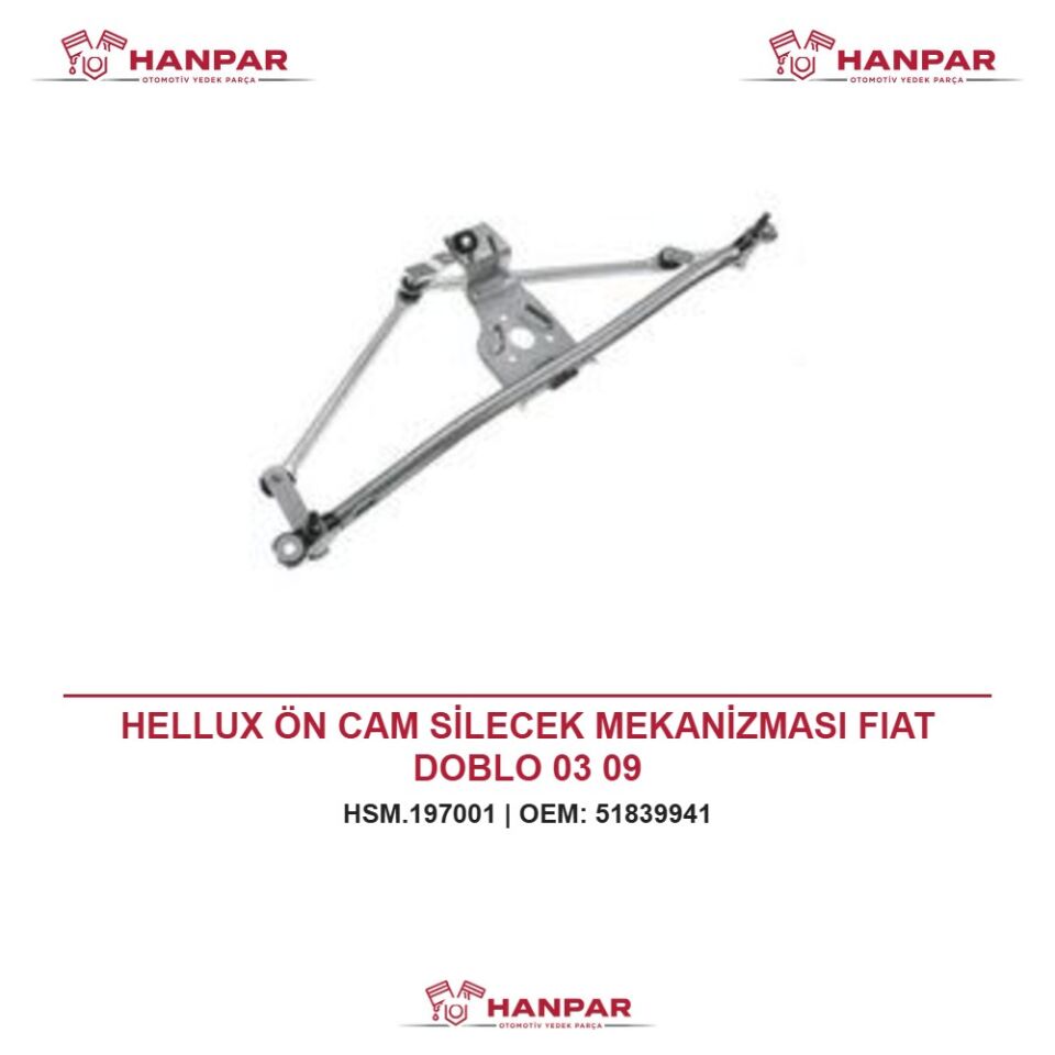HELLUX ÖN CAM SİLECEK MEKANİZMASI FIAT DOBLO 03 09