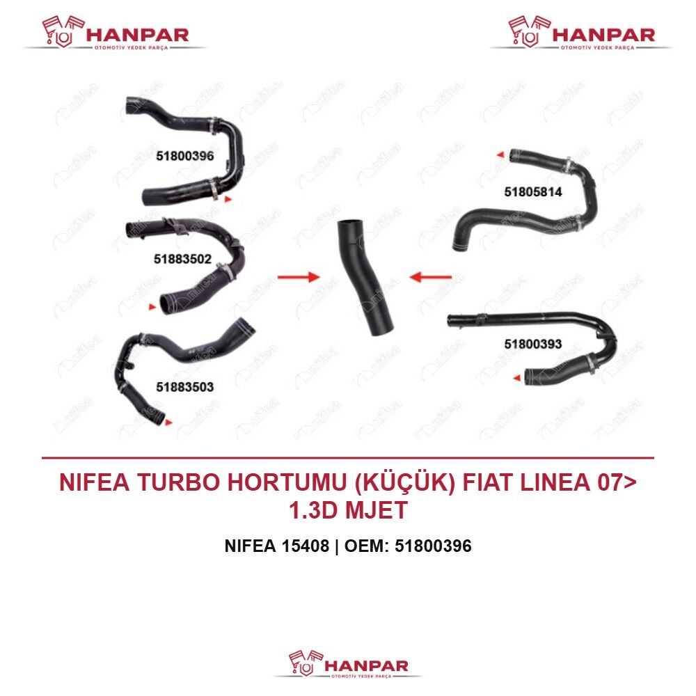 NIFEA TURBO HORTUMU (KÜÇÜK) FIAT LINEA 07> 1.3D MJET