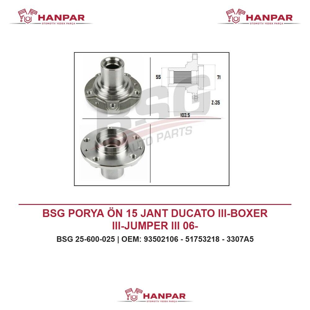 BSG PORYA ÖN 15 JANT DUCATO III-BOXER III-JUMPER III 06-