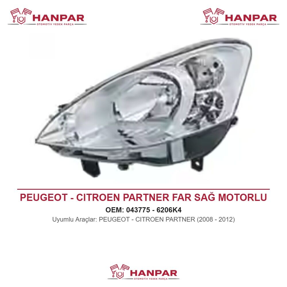 PEUGEOT - CITROEN PARTNER FAR SAĞ MOTORLU (2008-2012)
