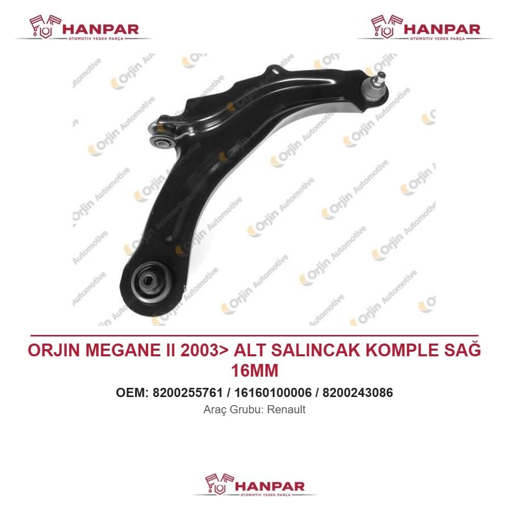 ORJIN MEGANE II 2003> ALT SALINCAK KOMPLE SAĞ 16MM