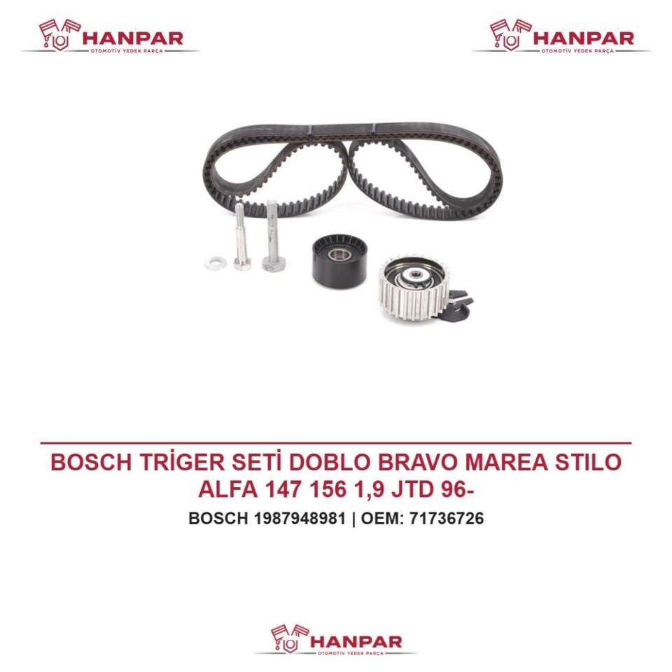 BOSCH TRİGER SETİ DOBLO BRAVO MAREA STILO ALFA 147 156 1,9 JTD 96-