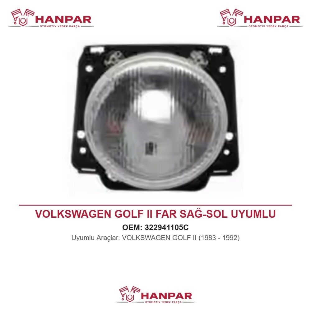 VOLKSWAGEN GOLF II FAR SAĞ-SOL UYUMLU (1983-1992)